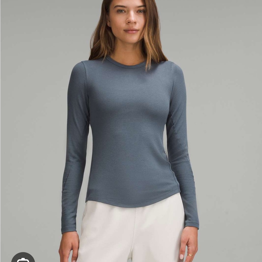 NWT Lululemon hold tight long-sleeve shirt oil grey size 6